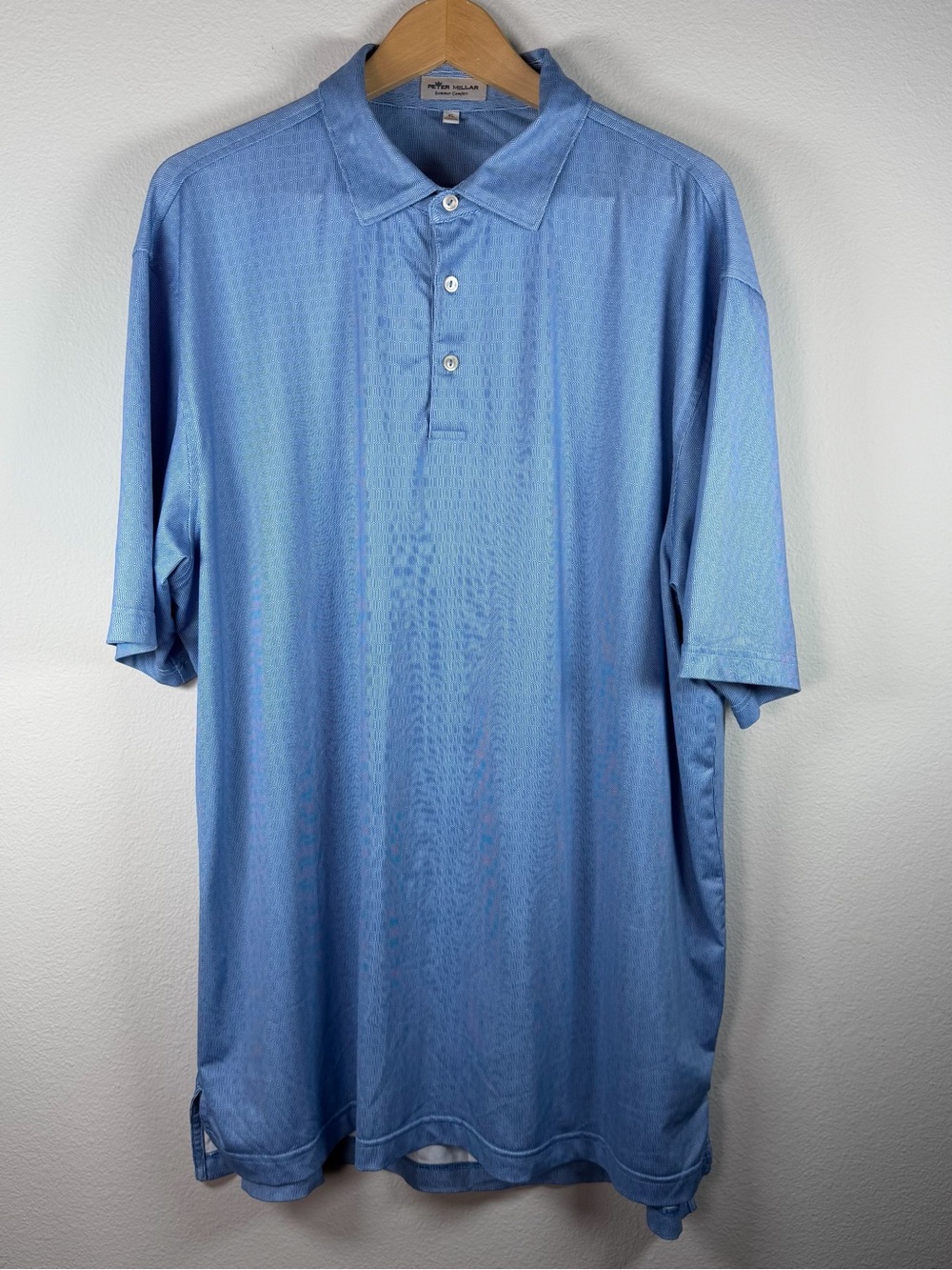 Peter Millar Summer Comfort Geometric Print Blue Performance Polo